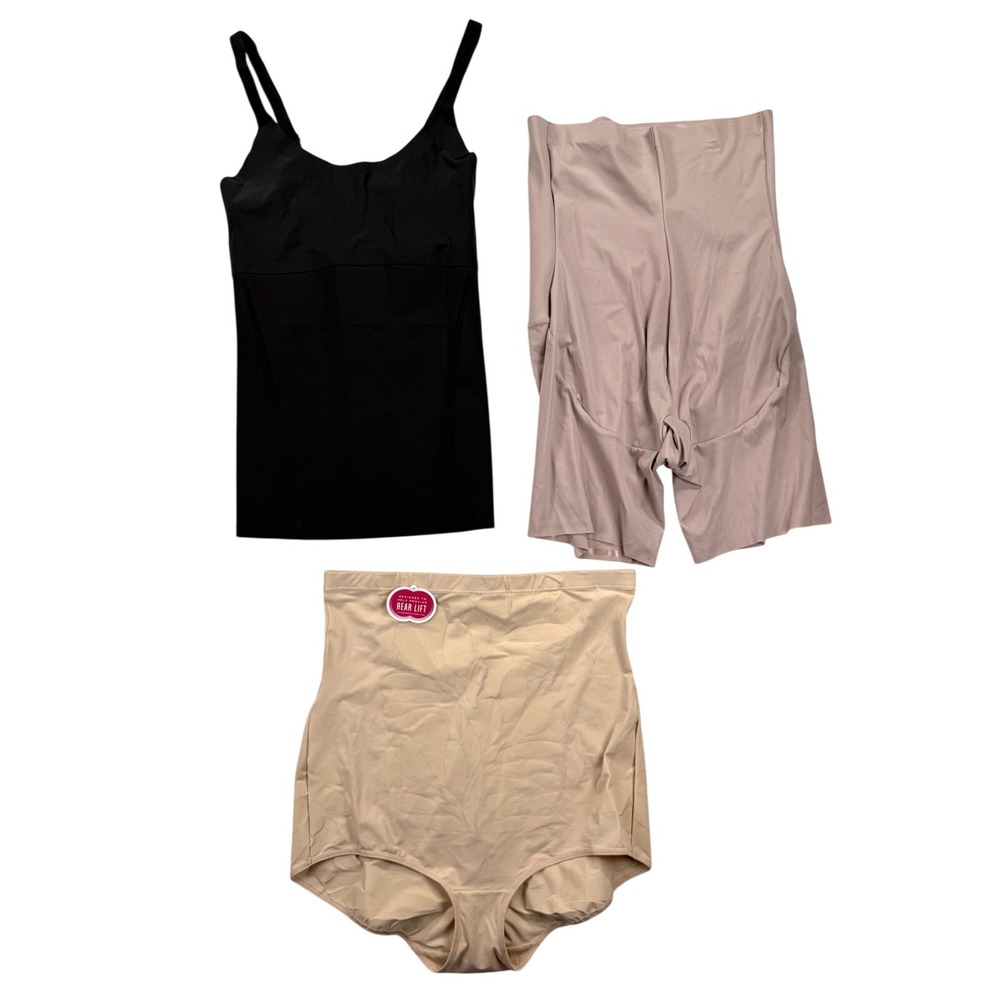 LOT of 3 Maidenform High Waist Thigh Slimmer Briefs Cami Shapewear 2X Pink Black